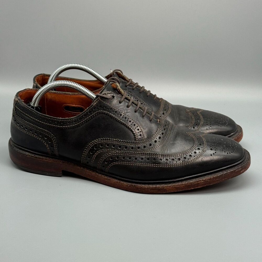 Allen Edmonds Macneil Mens 10 Black Leather Dress Shoes Lace-Up Block Heel